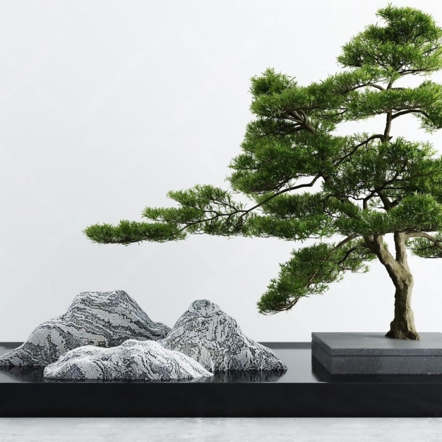 新中式庭院景观小品3D模型